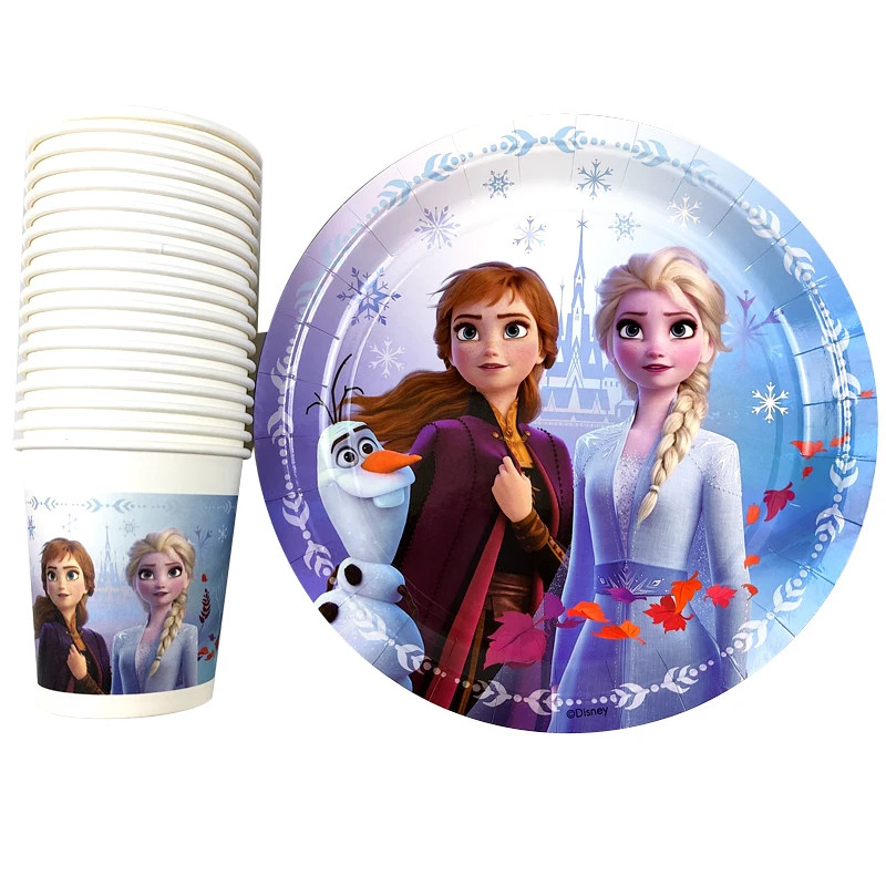 

60pcs/lot Frozen Elsa Anna Theme Tableware Set Birthday Party Baby Shower Plates Cups Girls Favors Decorations Events Supplies