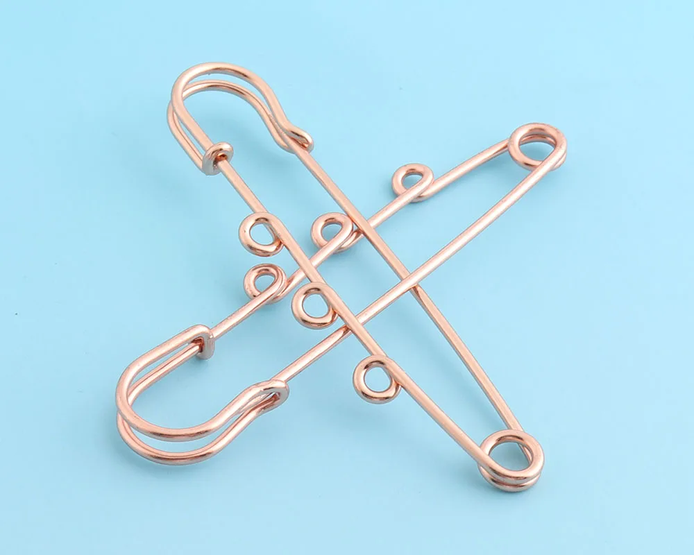 15pcs 78mm Rose gold Safety Pins with 3 holes Jumbo Safety Pin for Blanket Brooch Safety Pins DIY shawl Safety Pin Blanket