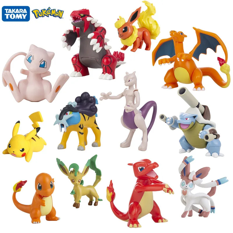 Pokémon Anime Action Figure Model Toys para Crianças, desenhos animados, Pikachu, Mewtwo, Gurado, Blastoise, presentes de coleção, novo, 3-13cm