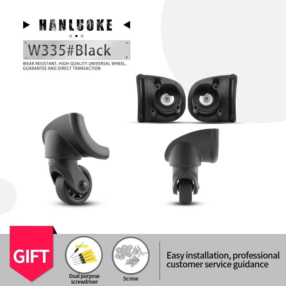 

HANLUOKE W335 Luggage Universal Wheel Accessories Wheel Tool Leather Case Roller Casters Mute Wheel General Wear-Resistant