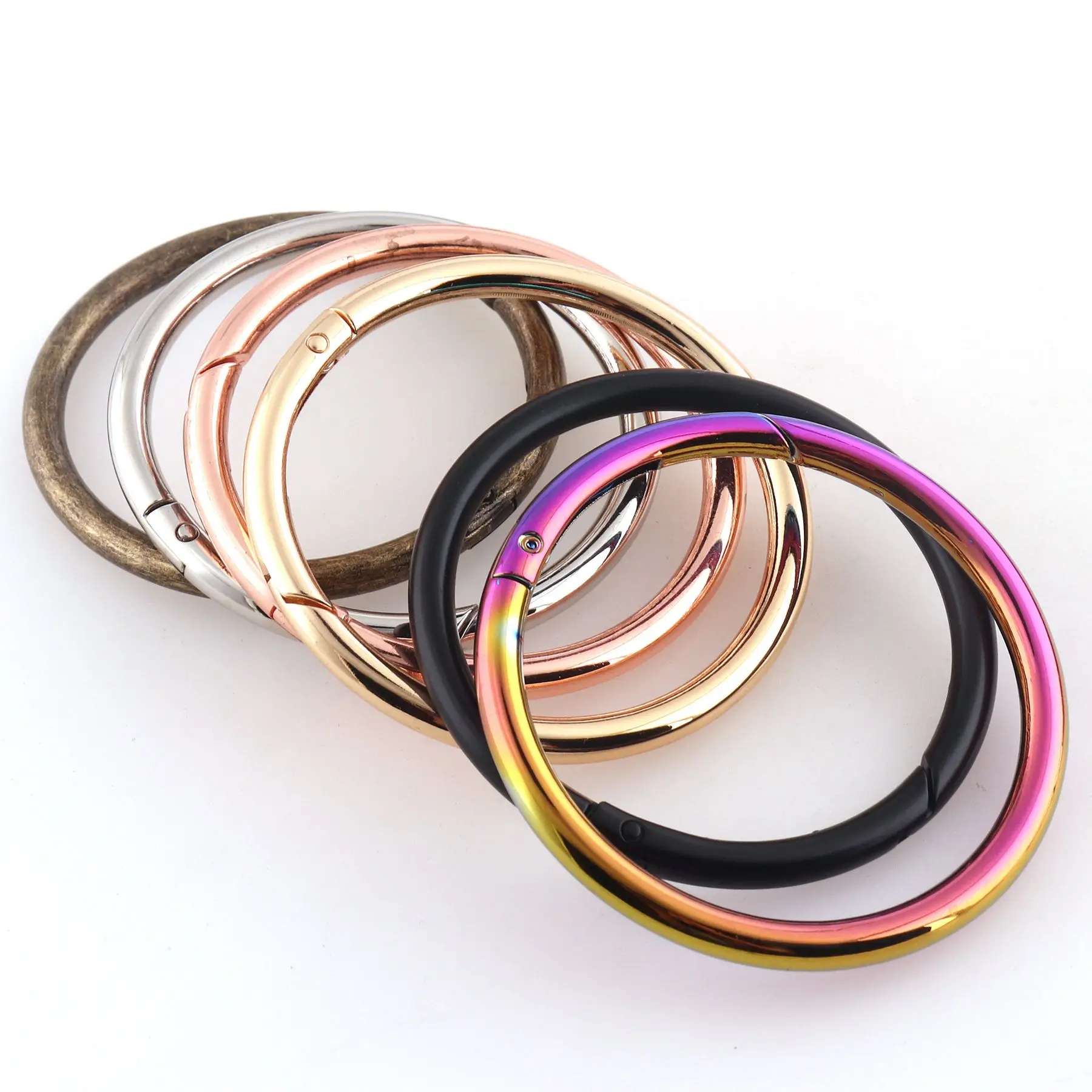 

Rainbow Snap Hook Large Spring Clasp Metal Snap hook Webbing Hook Round Push Gate hook Bag hardware