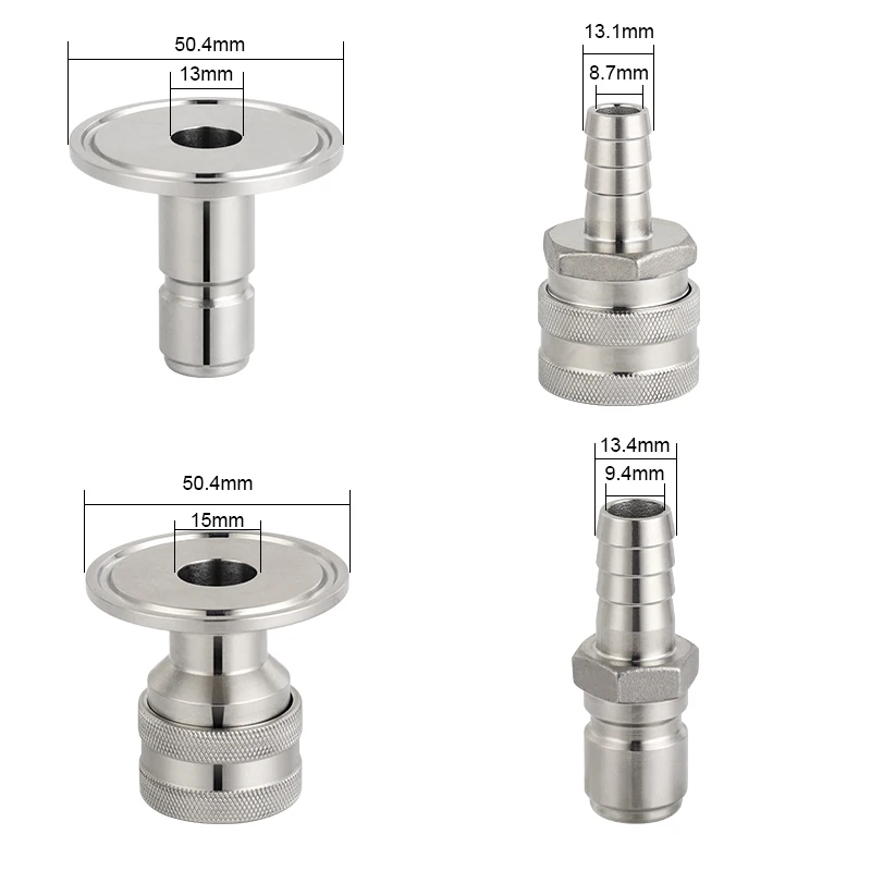 1.5\'\' Tri Clamp Quick Disconnect Ball Lock Set, Homebrew Tri Clover Connector Kit 304 Sanitary Brewer Fitting for Beer Corny Keg