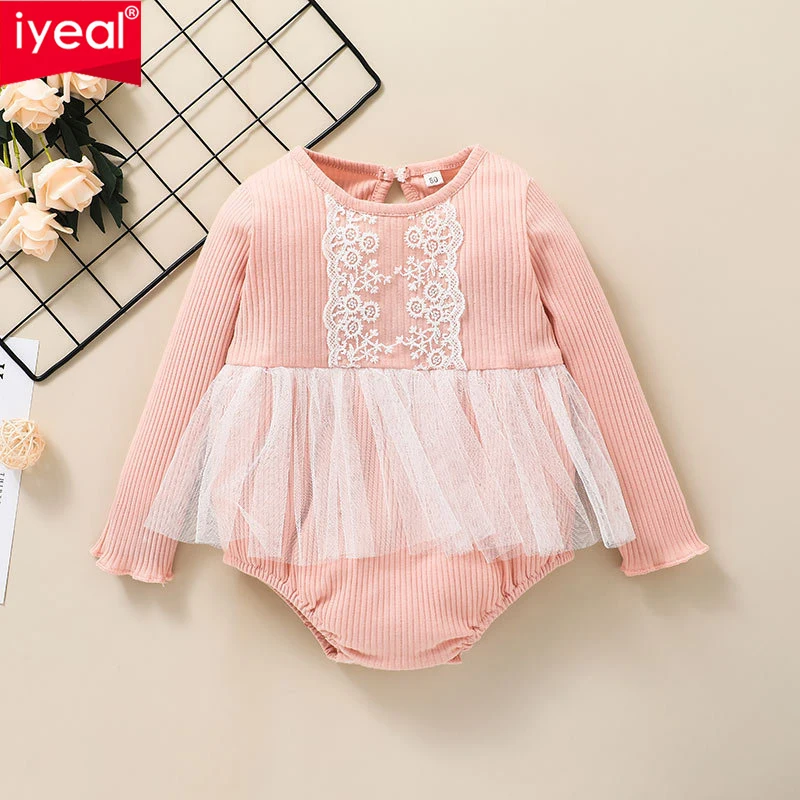 

IYEAL Fashion Princess Baby Girls Bodysuits Cotton Long Sleeve Lace Tutu Dresses Infant Playsuit Jumpsuits Cute Newborn Clothes