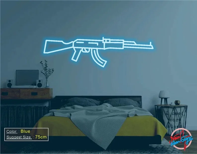 AK47 Gun Neon Signs Party Decor Game Room Decoration Art Night Lamp Light Signs Event Lights