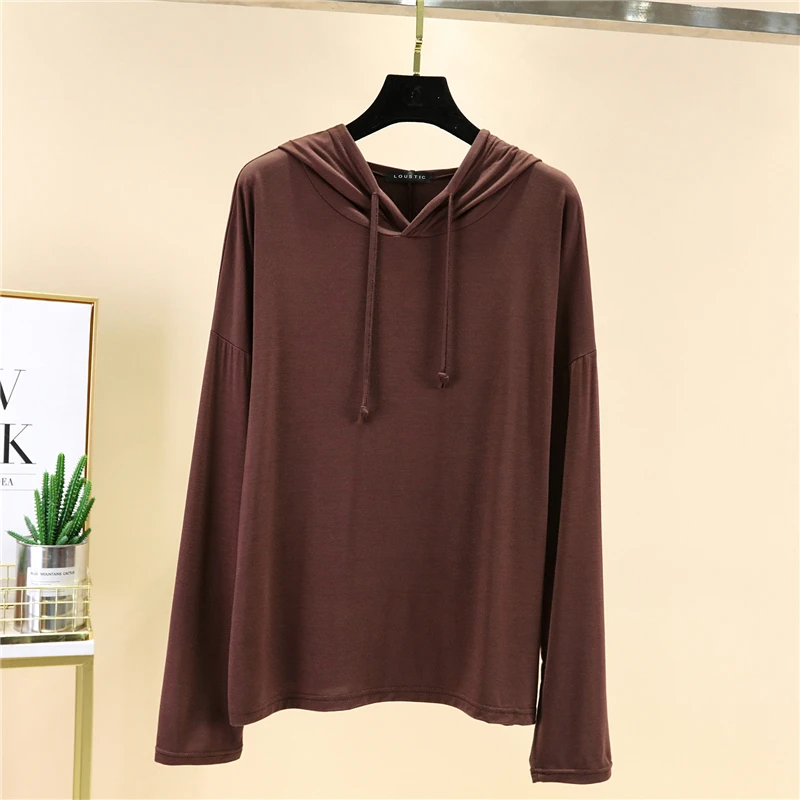 Summer Modal Sweatshirts Sweater Hooded T Shirt Long Sleeve Ladies Hoodie Top Tees Women Thin Soft Long Sleeves