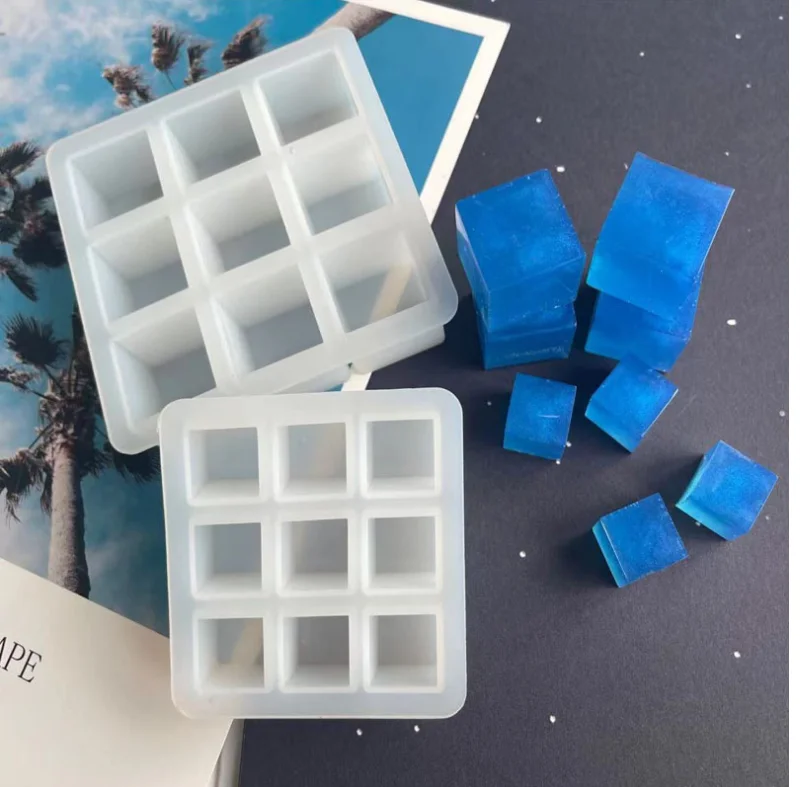 DIY 9 even cube silica gel mold chocolate mold cake molding ice maker ice cube ice lattice baking tool