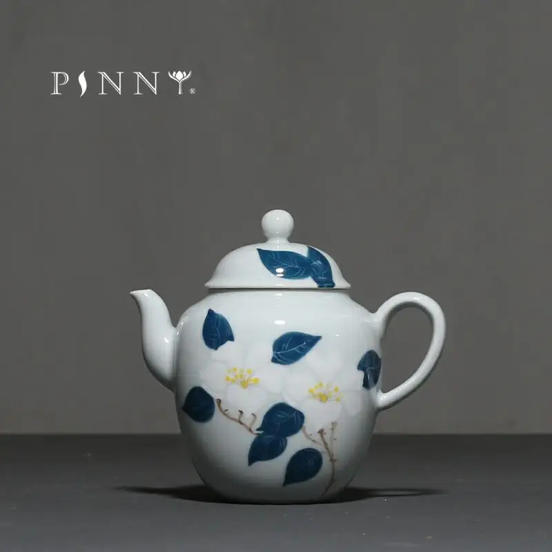 

PINNY 170ML Hand Painted Camellia Teapot Porcelain Hand Made Kung Fu Tea Pots Tea ceremony Essential Ceramic Tea maker