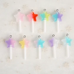 16pcs/Lot 38*20mm Glitter Star Lollipops Fake Resin Candy Charms for Pendants Earrings Diy Keychain Accessories