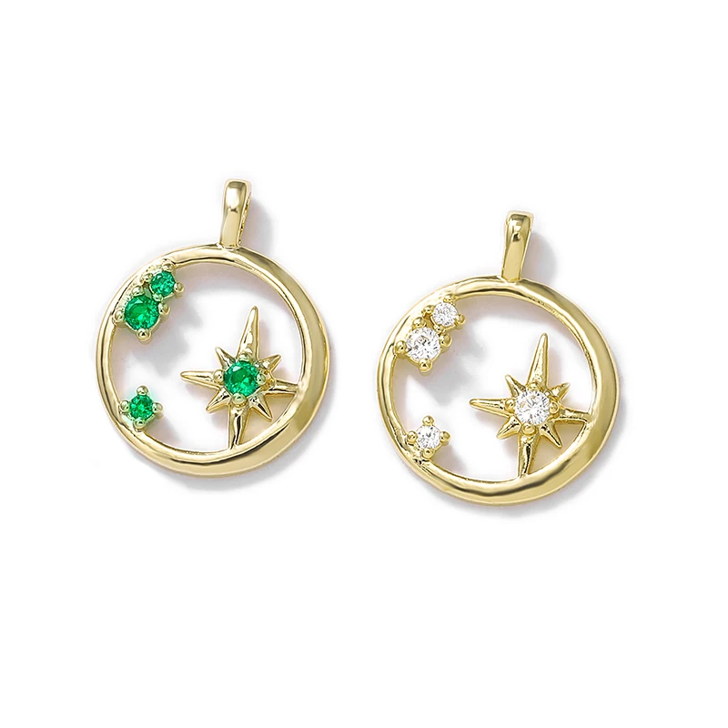 

Factory wholesale Gold Color Brass and Zircon Round Charms Pendants Necklace and Bracelet Earring Diy Jewelry Accessories