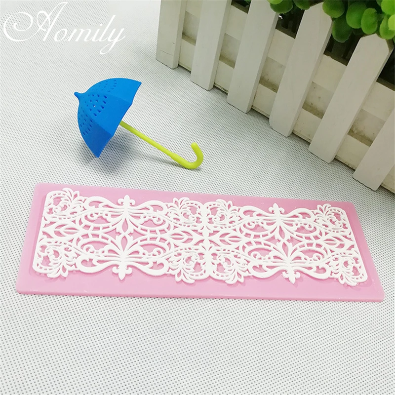 Aomily Flower Lace Cake Silicone Fondant Mold Sugar Craft Icing Mat Pad Baking Cake Decorating Tools Cake Decoration Accessories