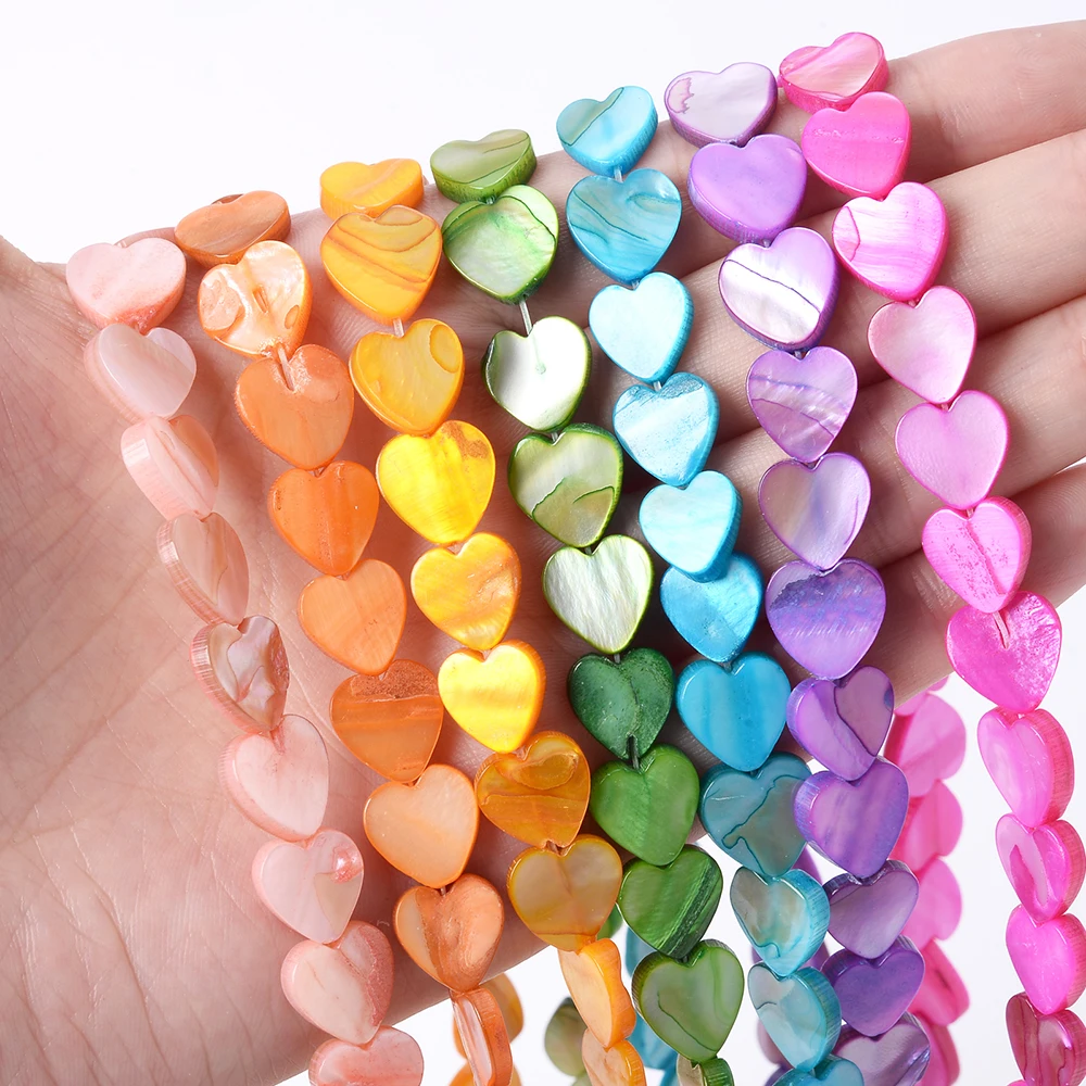 10mm Liebe Form Muschel Perlen bunte Perlmutt Perlen für Schmuck machen DIY Halskette Armband Ohrringe Zubehör 40 stücke