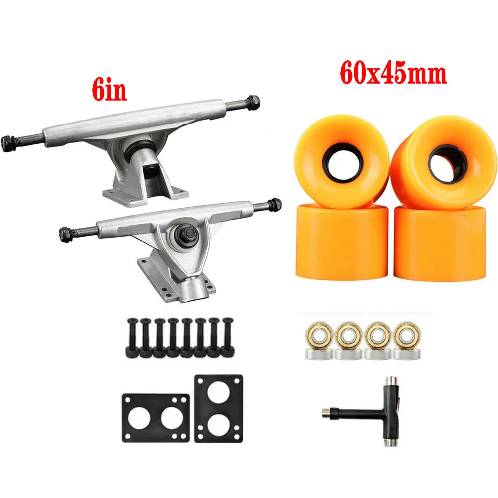 60mm Skateboard Wheel Long Board Fish Plate Brush Street Trucks Shock Absorption Four Wheel Double Tilt Skateboard Bridge 6inch