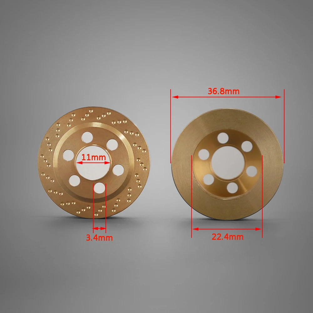 2Pcs Brass Internal Counterweight Brake Disc Balance Weights for 1.9 2.2 inch Wheel Rims TRX6 TRX-4 Axial SCX10 90046 TF2 D90