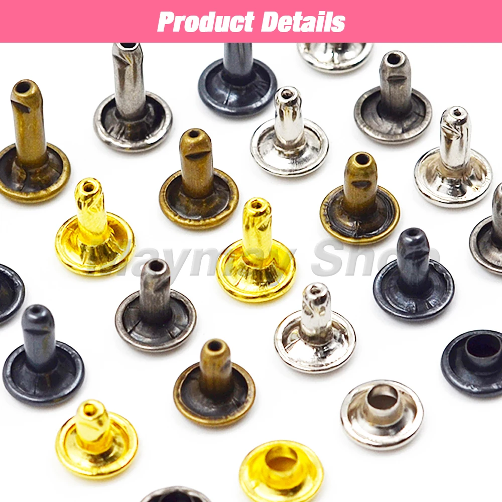 100Sets 5-15mm Double Cap Rivets Metal Stud Round Nail Rivet For Shoes Bag Belt Cloth Garment Leathercraft Accessories With Tool