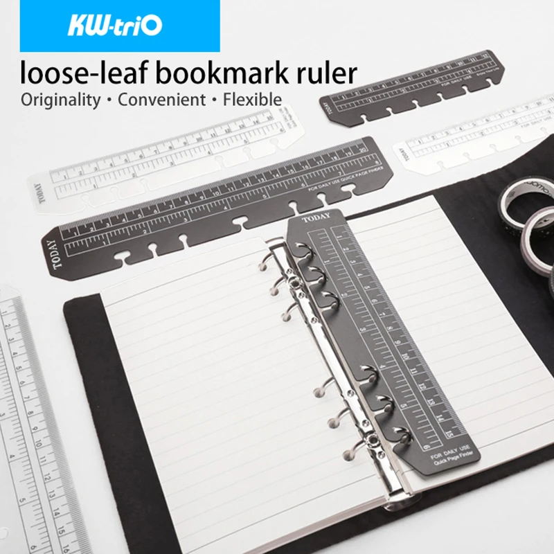 KW-triO 3pcs Creative Loose Leaf Notebook Bookmark Ruler Index Ruler Separator Mark Flexible Measurement Portable A5 A6 A7 Ruler