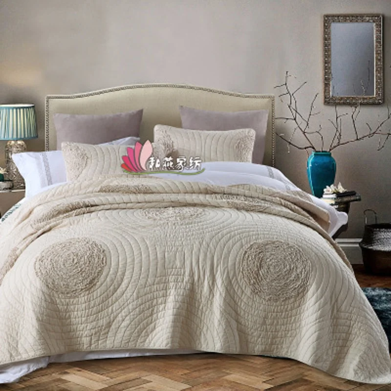 100% cotton material 1* bedspread 2 *pillowcases simple style Quilt Set Queen Quilted Bedspreads Comfortable luxury blanket