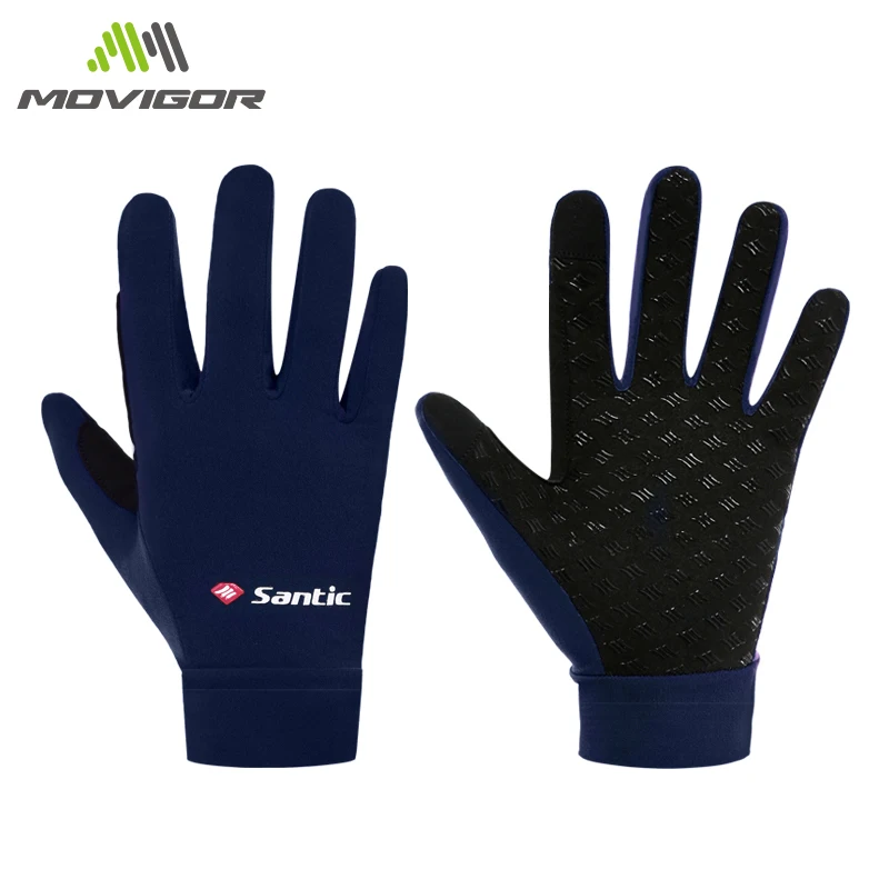 Santic 2020 Winter Cycling Gloves Men Black Gel Warm Full Finger with Touch Function Shockproof Keep Warm Asian size W0P079