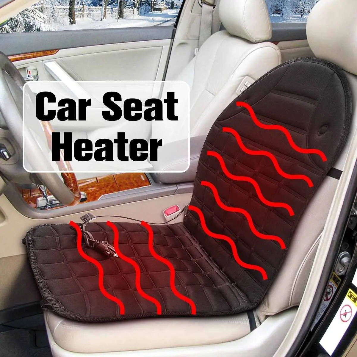 

Universal Car Heated Seat Cushion 12V Heated Seat Covers Adjustable Car Heating Pad Cushion 1 Pair Auto Electric Heated Cushion