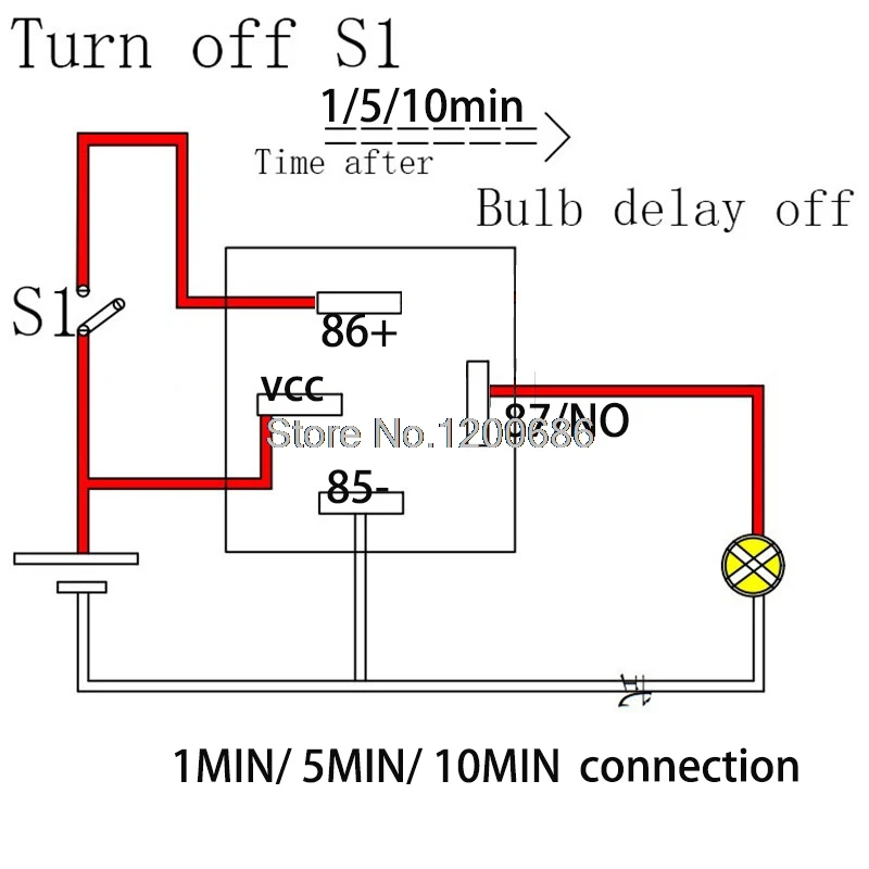 FN YS020 30A 1 minutes delay off after switch turn off  Automotive 12V Time Delay Relay SPDT 60 second delay release off relay