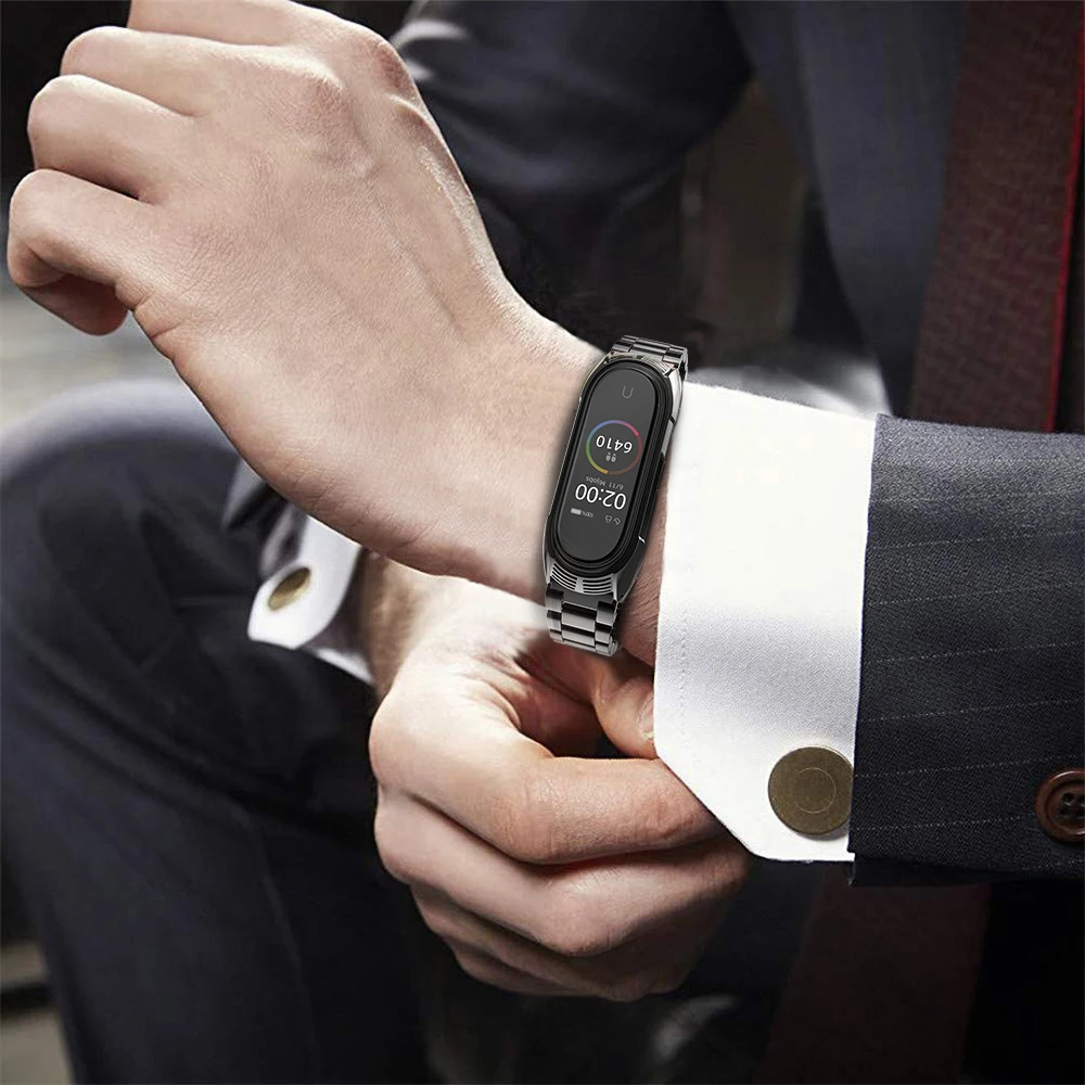 Mi Band 4 3 5 6สายโลหะสมาร์ทสร้อยข้อมือ Opaska Correa Mi Bend 4 Miband 5สายรัดข้อมือ Global Version miband 4 Band