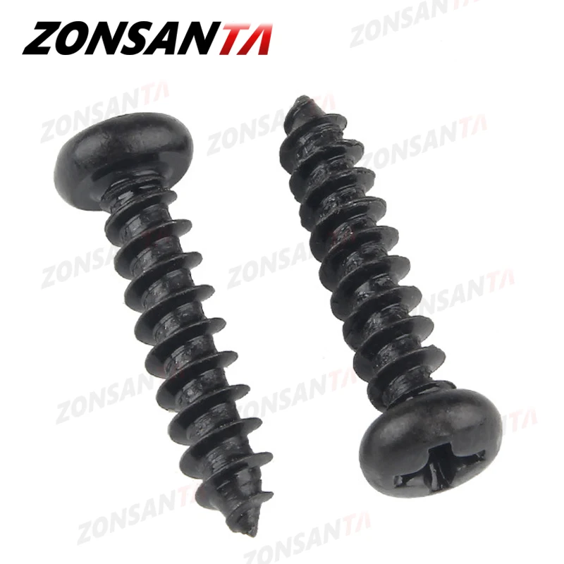 ZONSANTA  Pan Round Head Self tapping Screw M1.2 M1.4 M1.7 M2 M2.2 M2.6 M3 M3.5 M4 Small Carbon steel Cross Phillips Black Screw