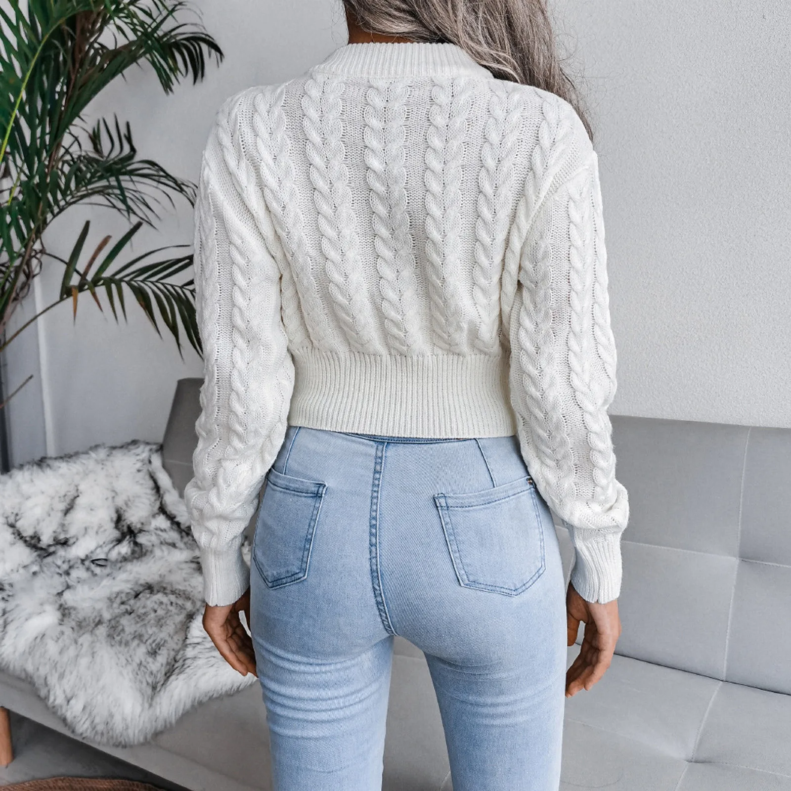 Knitted Sweater Womens 2021 Winter Warm Long Sleeve Jumper Top Ladies Fashion New O-neck Knitted Pullover Sweatershirt For Women