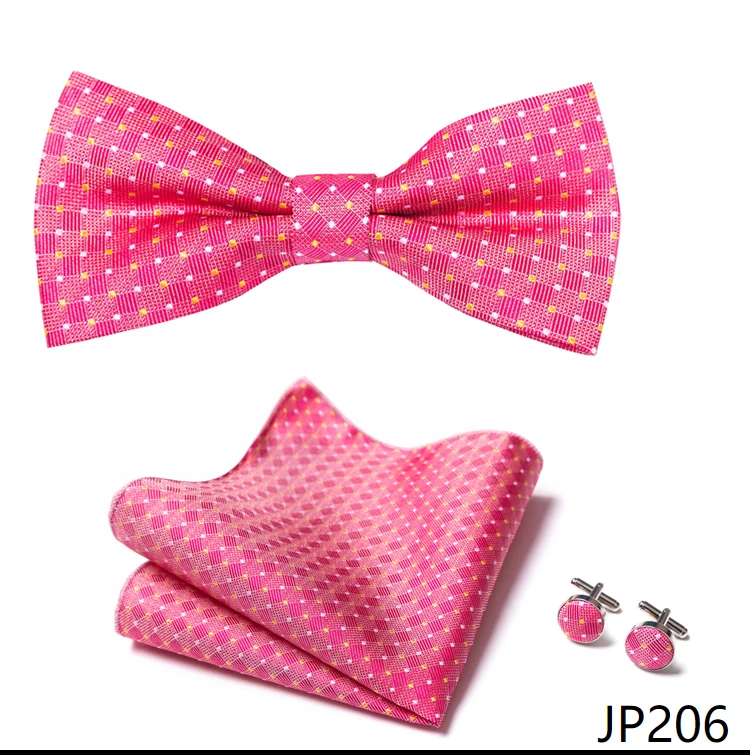Great Quality Silver Office Butterfly Hanky Cufflink Set Bowtie For Men Geometric Hombre Formal Clothing