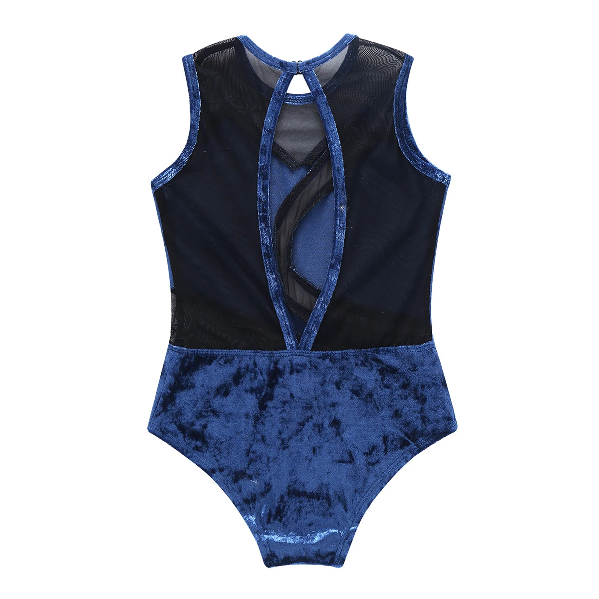 Meisjes Mouwloze Zachte Pleuche Mesh Splice Gymnastiek Turnpakje Een Stuk Knipsel Terug Gymnastiek Jumpsuit Kind Kinderen Dans Slijtage