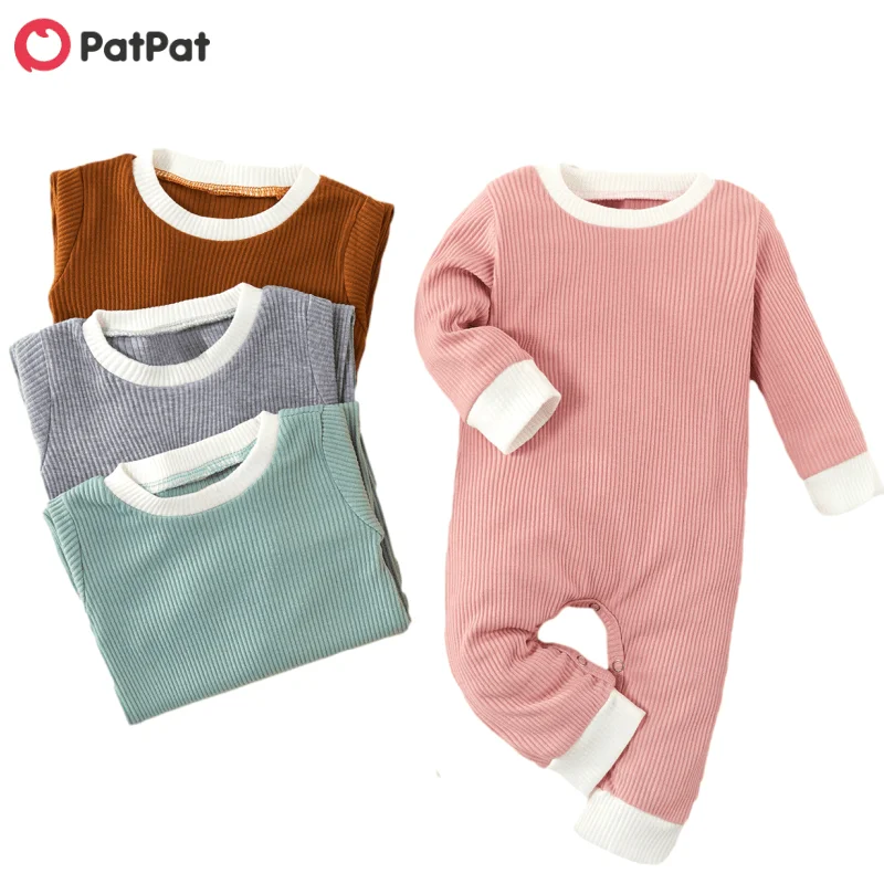 

PatPat 2020 New Spring and Autumn Baby Solid Jumpsuit for Baby Bodysuits Clothes