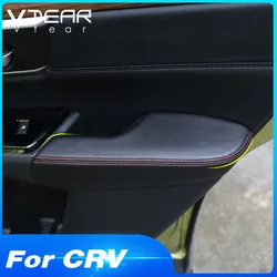 Vtear For Honda Crv Door Panel Armrest Cover Pu Leather Center Armrest Trim Protection Handle Sticker Trim Interior Car-styling