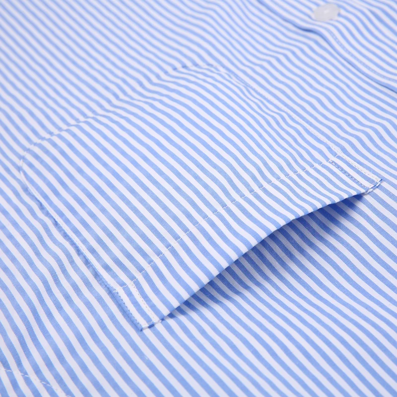 Camicia elegante classica da uomo a righe con polsini francesi Tasca singola applicata Camicie da sposa a maniche lunghe vestibilità standard (gemelli inclusi)