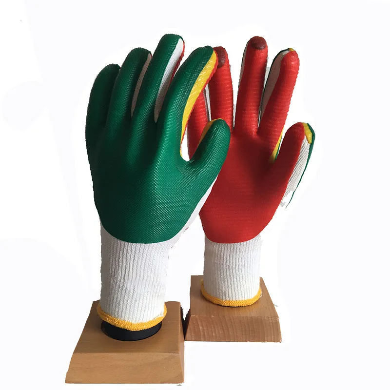 Labor Gloves Polyester-Cotton Roving Protective Gloves With Strong Grip Slip Resistance And Wear Resistance Hand Covers Supplies