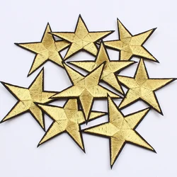 5pcs 7.2cm Big Gold Silver White Black Red Star Embroidered Patches for Clothing Iron on Appliques Jeans Shoes Clothes Sticker