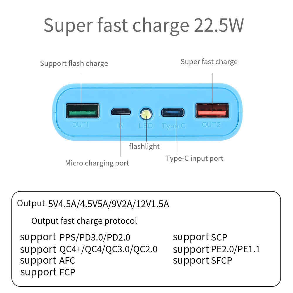 18650 Battery DIY Power Bank Case Charge Storage Box 5V Dual USB Type C Battery Holder Box PD QC3.0 Quick Charge for Smart Phone