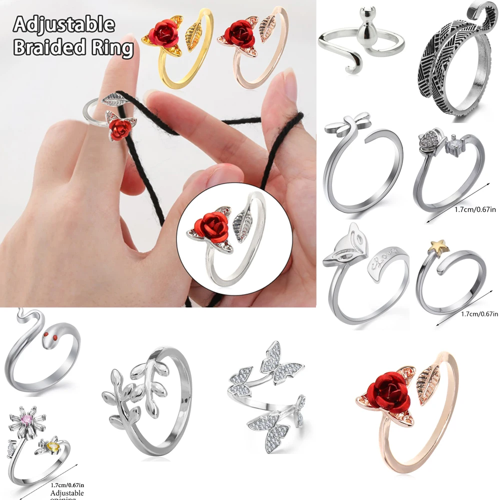 Adjustable Knitting Loop Crochet Loop Peacock Type Knitting Ring Finger Wear Thimble Knitting Tools Craft Sewing Accessories