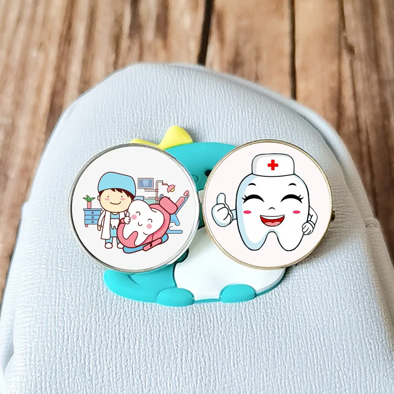 Love Your Teeth Brooches for Men Women Kids Tooth Dentist Creative Pattern Cartoon Lapel Pin Alloy Badges Brooch Gift