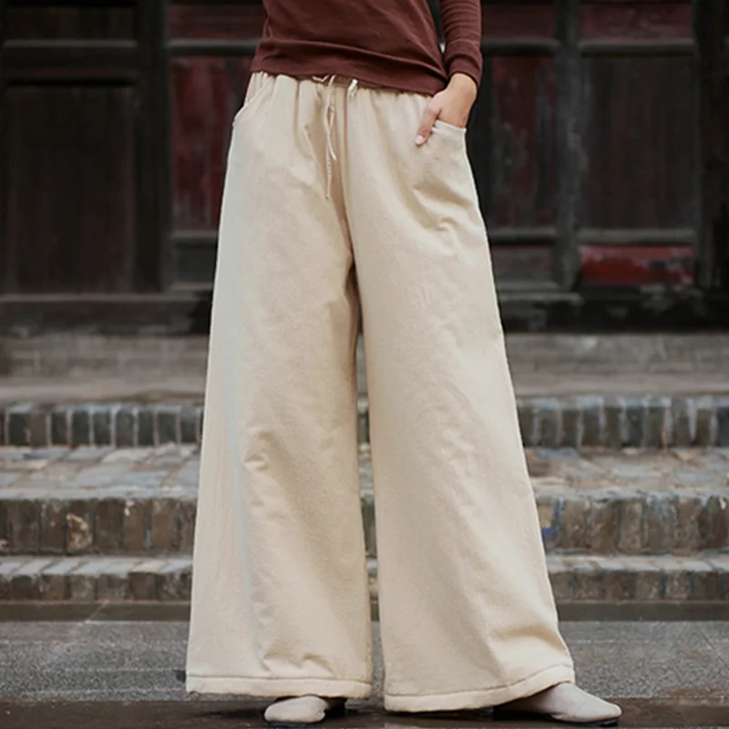 Women  Baggy Cargo Ethnic Vintage Elastic High Waist Loose Long Cotton Line Oversize  Trousers Wide Leg Clothes  Large Size