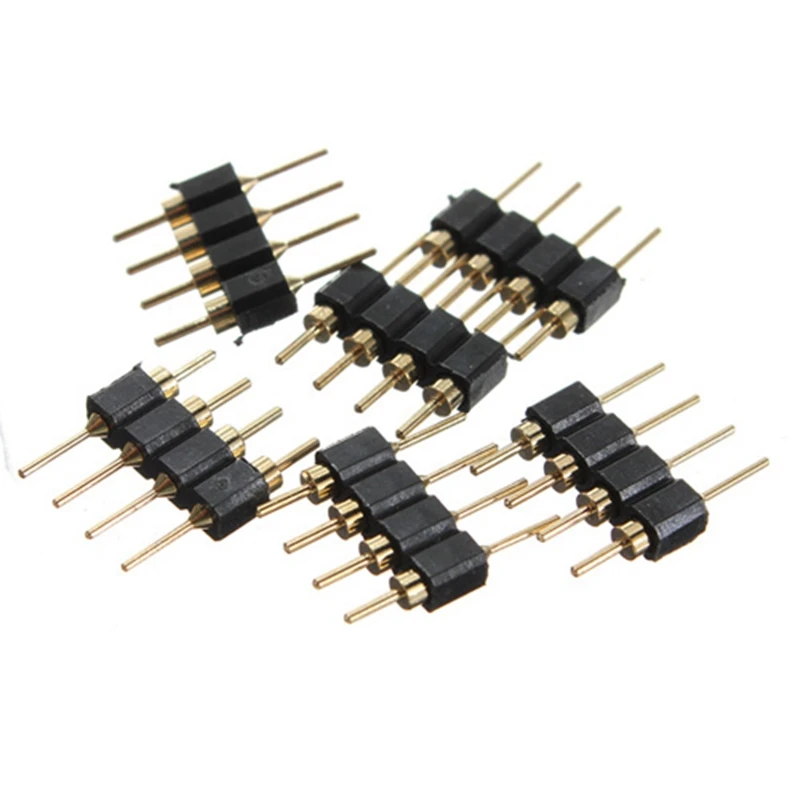 30pcs 4 pin Light RGB Connect Adapter accessori maschili per RGB 5050 LED Strip Light Connect placcato in oro Dropshipping nero