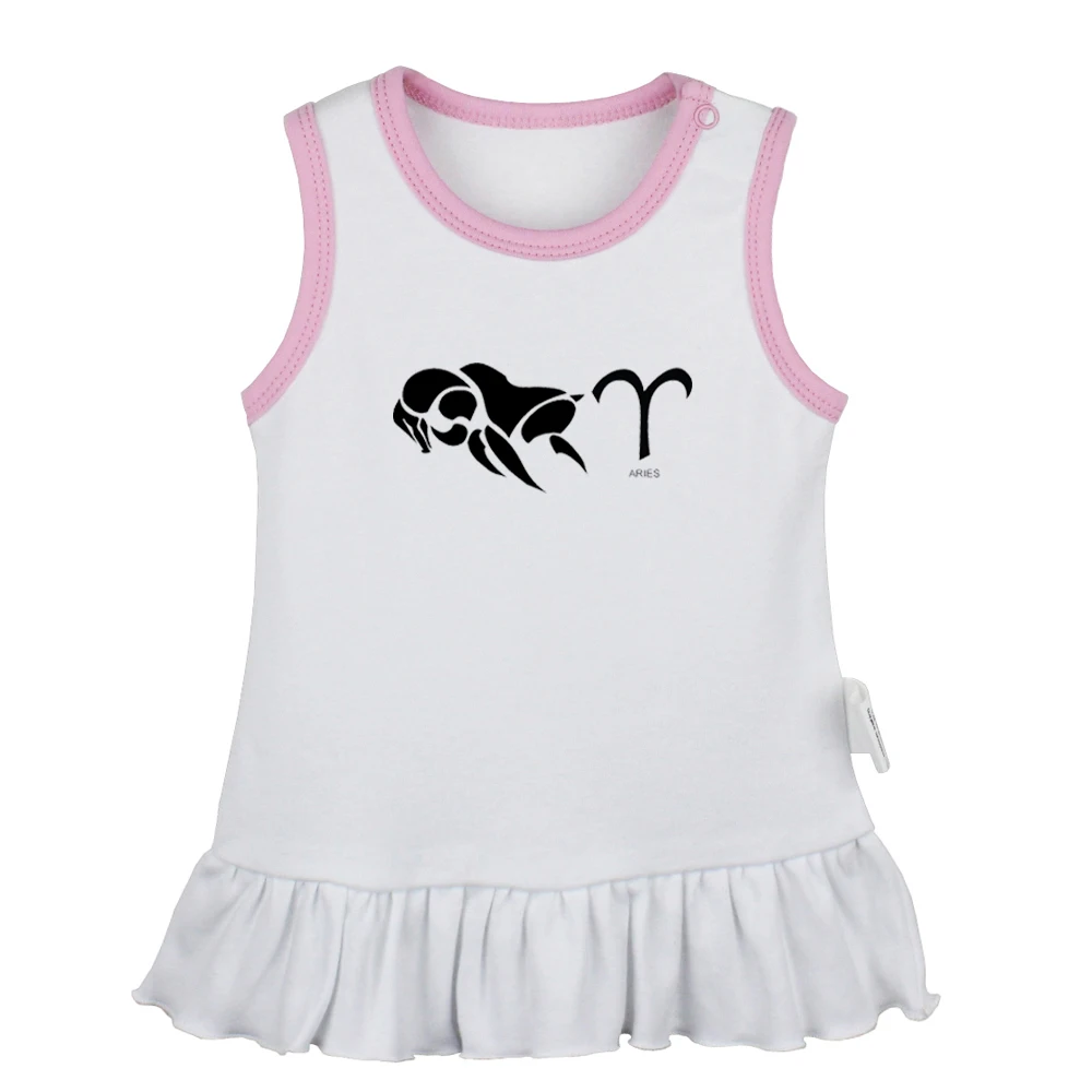 

Constellation Aries Libra Taurus Scorpio Symbol Design Newborn Baby Girls Dresses Toddler Sleeveless Dress Infant Cotton Clothes