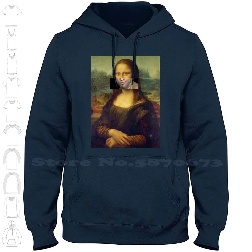 Mona Lisa Smile 100% Cotton Hoodie T-Shirt Meme Vintage Gachimuchi Retro Dance Illustrator Rui Travel Architecture Germany