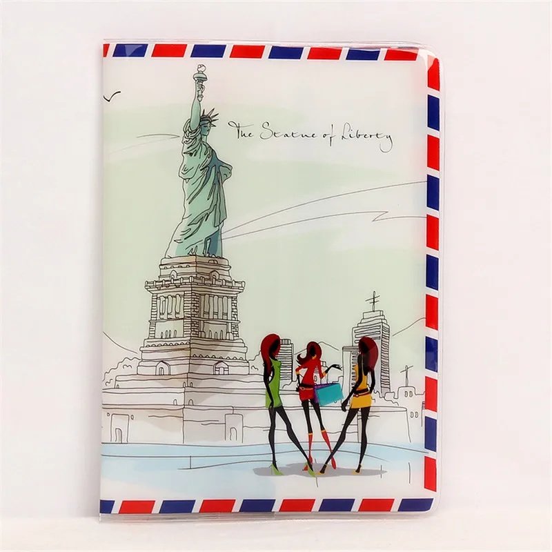 World Scenery Series ID Address Holder Women PVC Cartoon Passport Cover Multifunctional Ticket Credit Card Protective Case