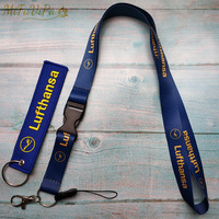 2 PCS Lufthansa Porte-clefs Keychains Blue Neck Strap Sleutelhanger Key Chain Flight Crew Llavero Lanyard for ID Card Chaveiro