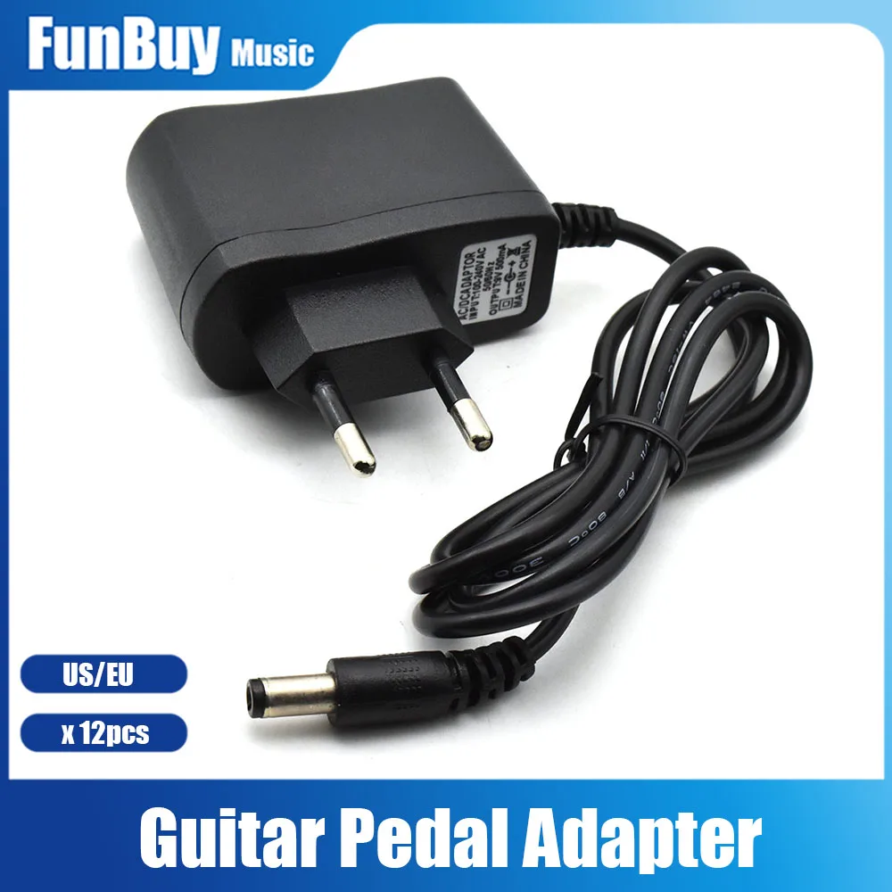 12pcs EU US Plug AC 110-240V DC 9V 1A Electric Guitar Stompbox Power Supply Adapter for Guitar Effect Pedal