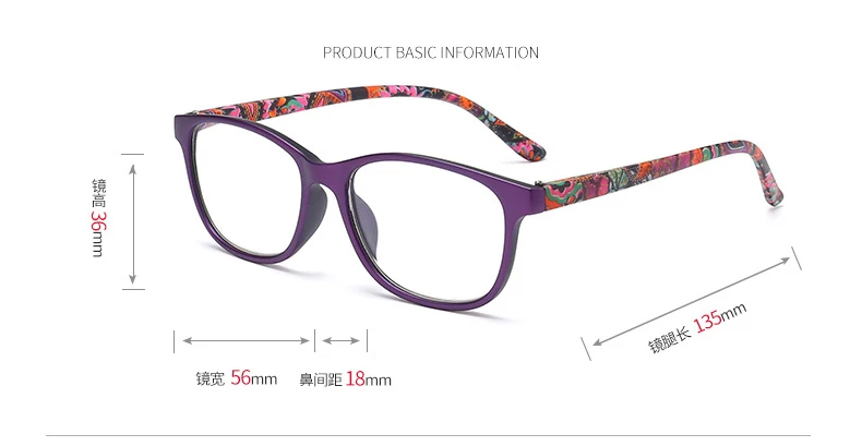 Womens Pocket Printed Reading Glasses with Matching Pouch Spring Hinge Presbyopic Reading Glasses +1.0 1.5 2.0 2.5 3.0 3.5 4.0