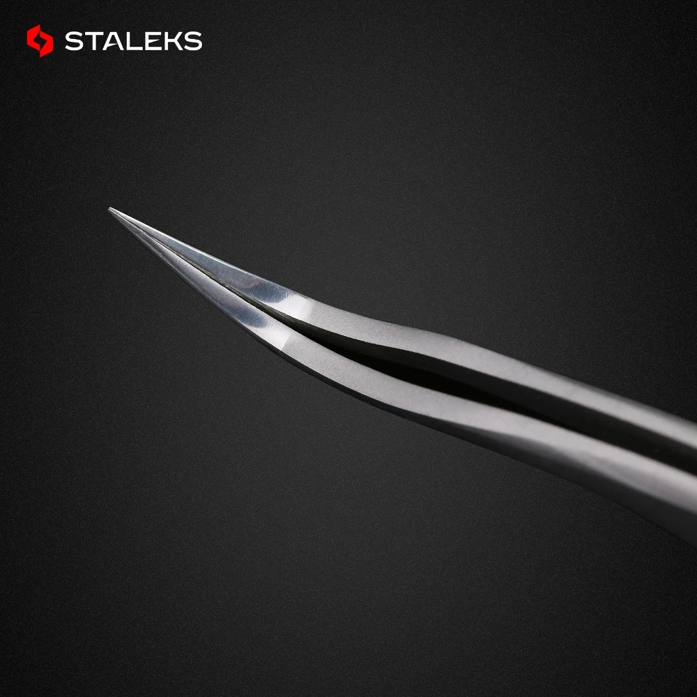 STALEKS PRO TE-41-1 Wave Pattern Embossing Tweezers Grafting Eyelashes Blooming ESD High Precise Hyper Fine AISI