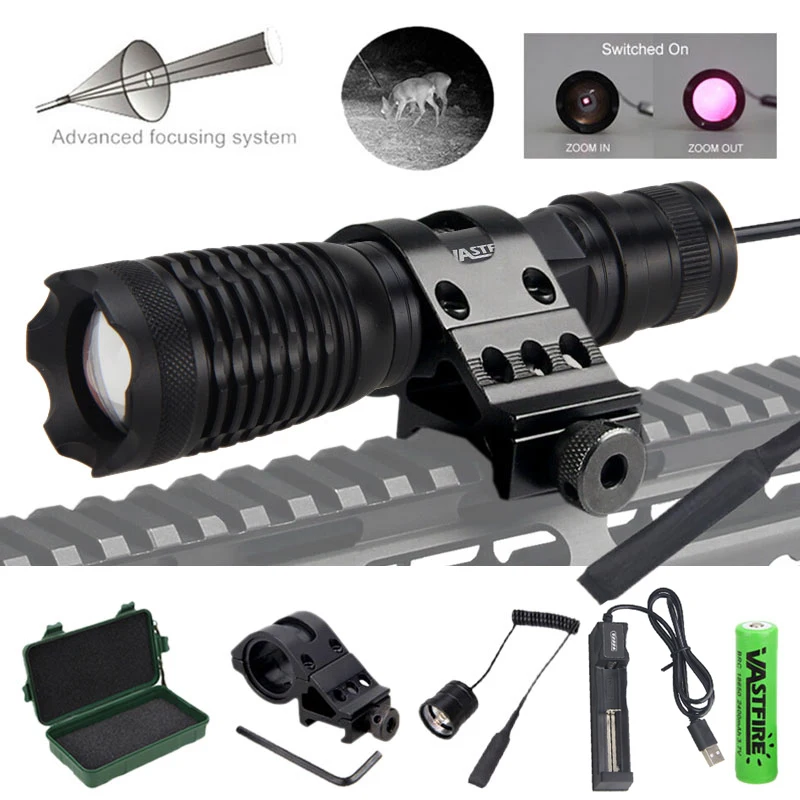 VASTFIRE Zoomable 10w LED Infrared 940nm IR LED Night Vision Infrared Radiation Focus Flashlight Tactical Hunting Torch