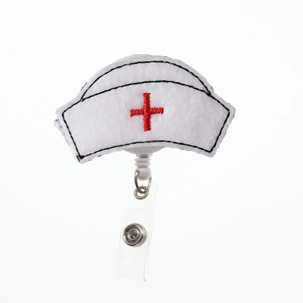 20pcs/New White Nurse Cap Medical Felt Badge Holder Nurse Badge Scroll