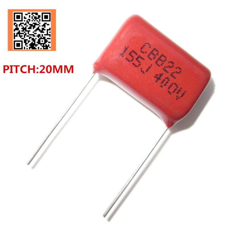 Capacitor de filme de polipropileno 400v, 1.2uf 1200nf 125j, 1.5uf 1500nf, 155j, 2.2uf 2200nf, 400 j, passo 20mm, 5% v, dip cbb, com 10 peças