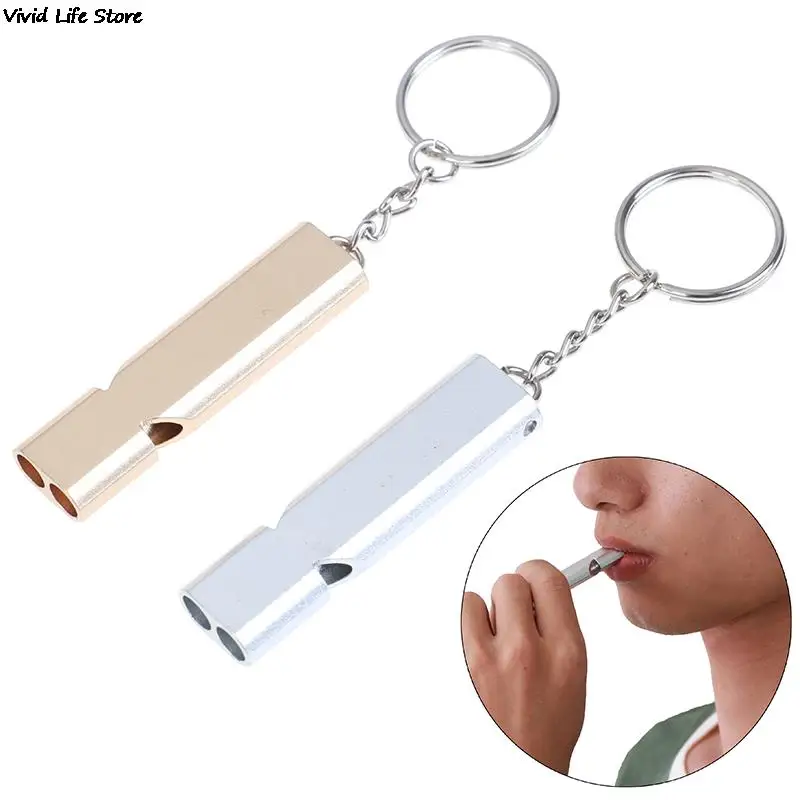 Mini Portable 150db Double Pipe High Decibel Outdoor Camping Hiking Survival Whistle Double-frequency Emergency Whistle Keychain