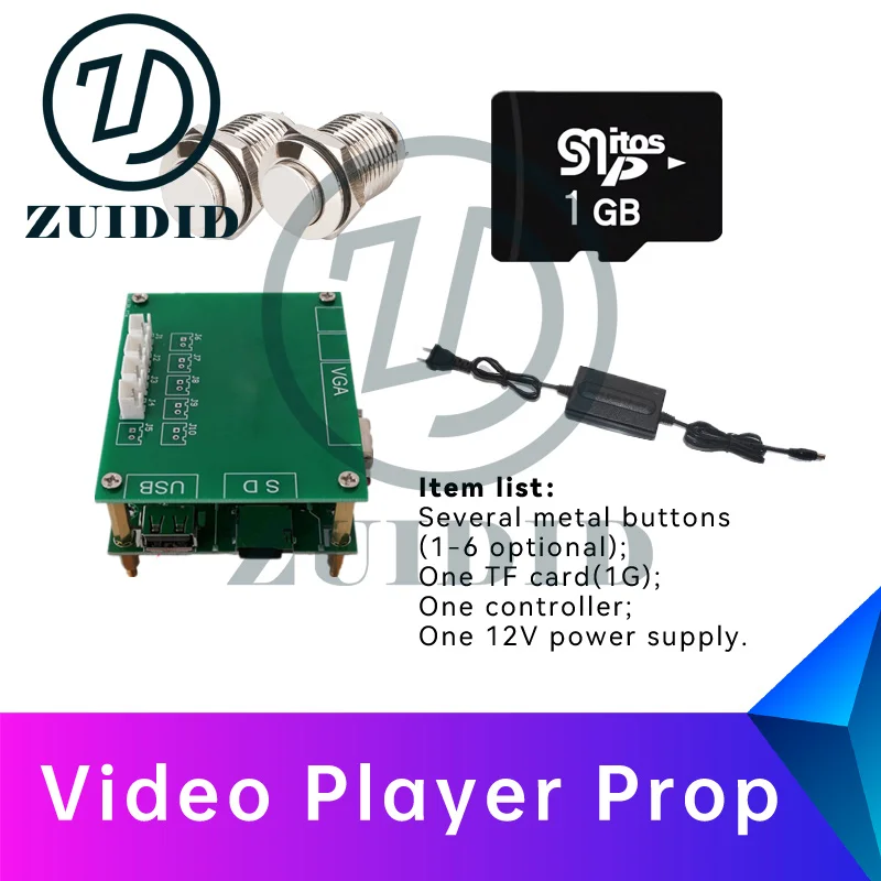 ZUIDID escape room Video Player Prop press metal buttons to get clue videos secret room escape game